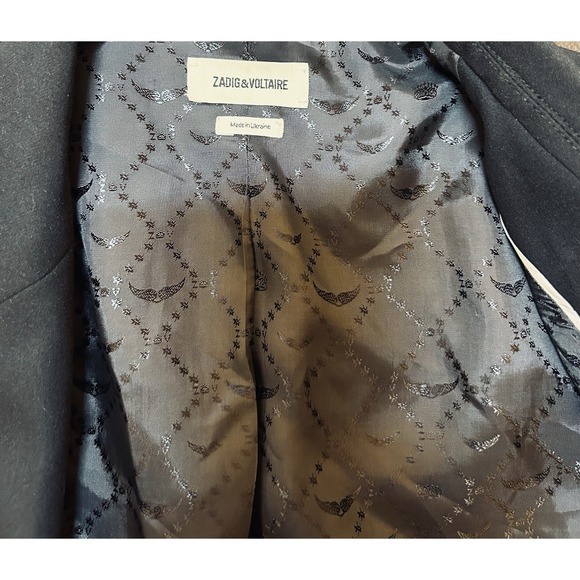 Maison Zadig And Voltaire Navy Blue Blazer With Viva Skull Size 38 US 8, 10 - Picture 9 of 11